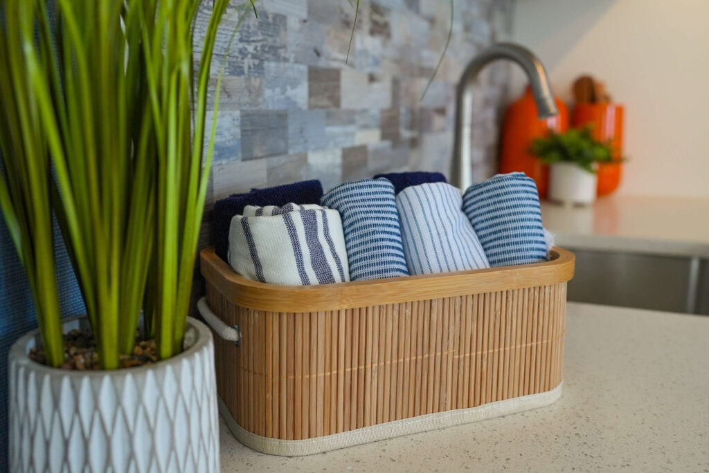 Blue kitchen towels