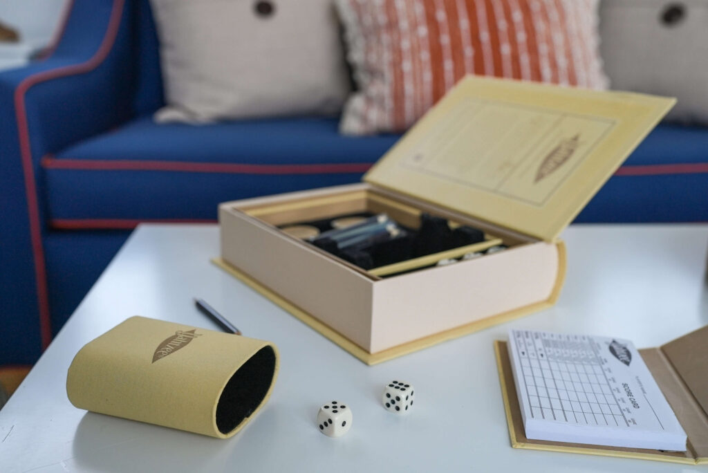 Yahtzee board game dice