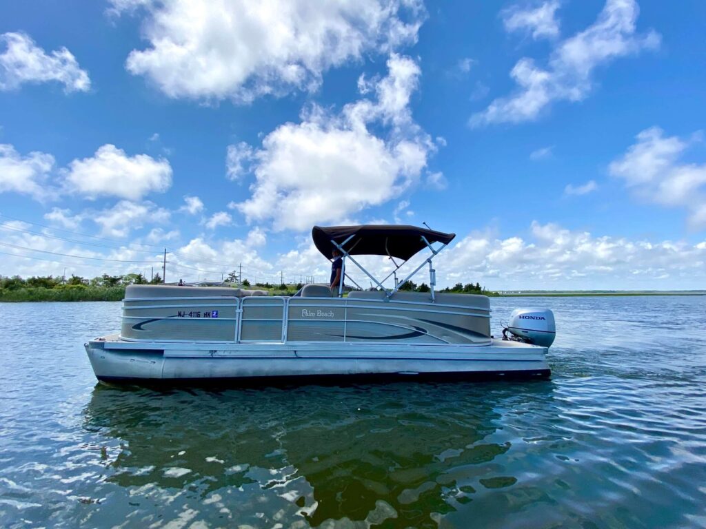 Pontoon boat on the water