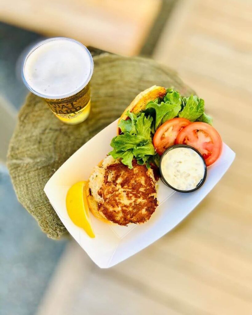 Crab cake with beer