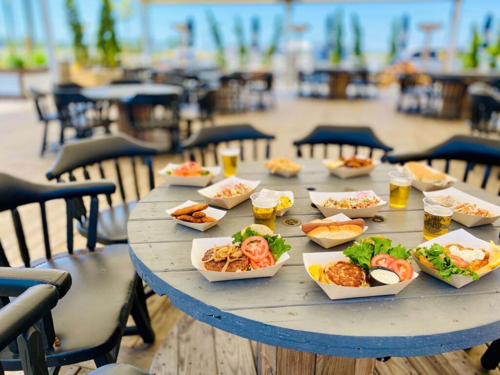 Food at an outdoor table